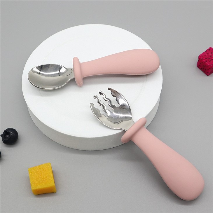 light pink baby spoon set